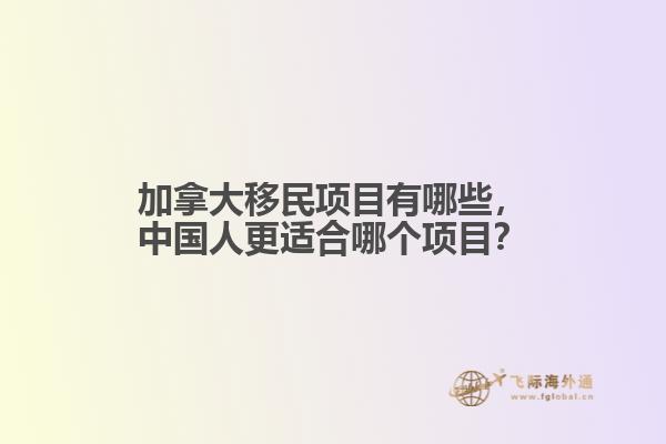 加拿大移民項目有哪些，中國人更適合哪個項目？