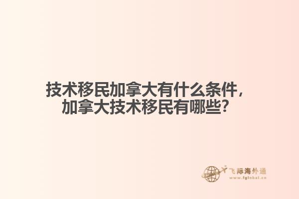技術(shù)移民加拿大有什么條件，加拿大技術(shù)移民有哪些？