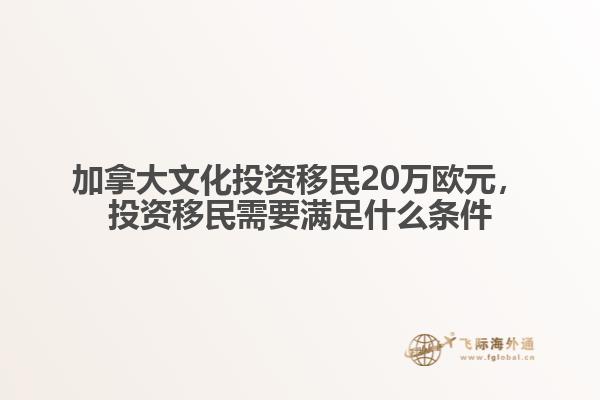 加拿大文化投資移民20萬歐元，投資移民需要滿足什么條件