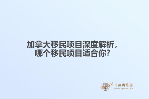 加拿大移民項目深度解析，哪個移民項目適合你？