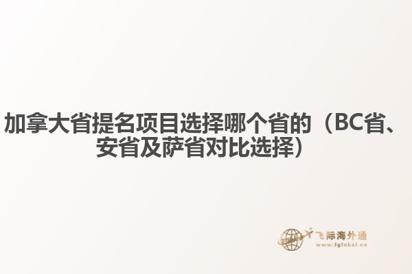 加拿大省提名項目選擇哪個省的（BC省、安省及薩省對比選擇）