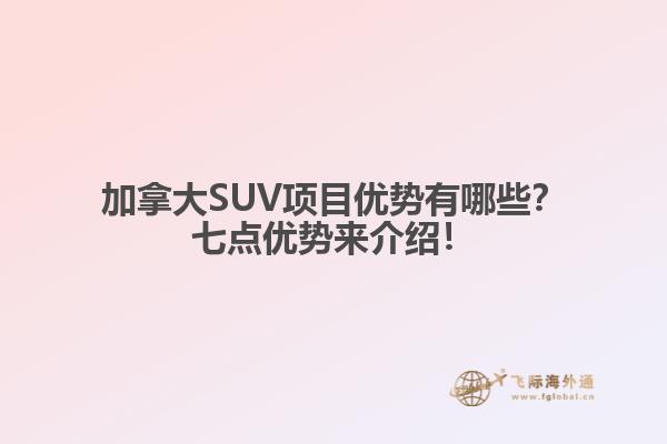 加拿大SUV項目優(yōu)勢有哪些？七點優(yōu)勢來介紹！