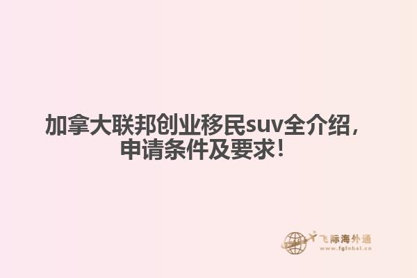 加拿大聯(lián)邦創(chuàng)業(yè)移民suv全介紹，申請條件及要求！