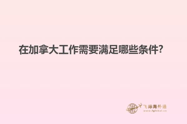 在加拿大工作需要滿足哪些條件？