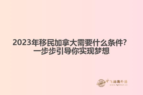 2023年移民加拿大需要什么條件？一步步引導你實現夢想