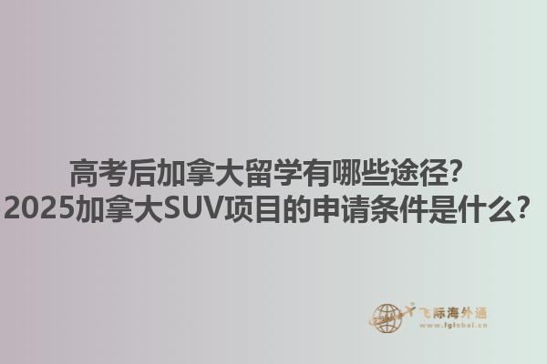 高考后加拿大留學(xué)有哪些途徑？2025加拿大SUV項目的申請條件是什么？