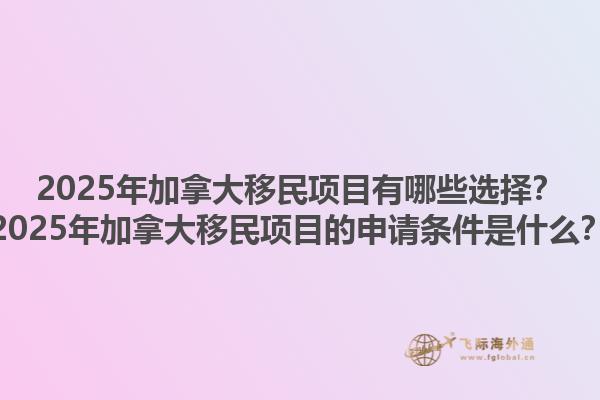 2025年加拿大移民項目有哪些選擇？2025年加拿大移民項目的申請條件是什么？1.jpg