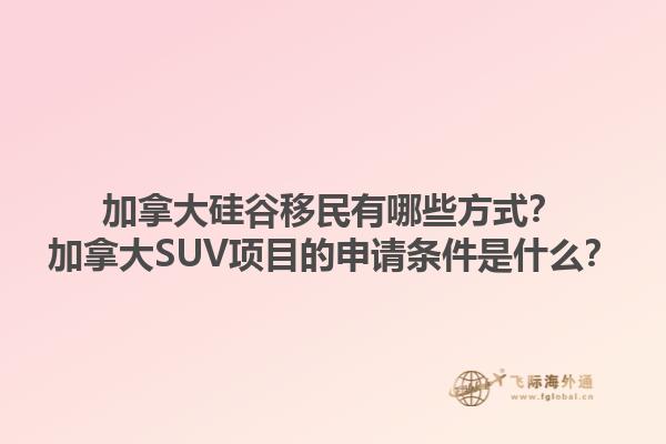 加拿大硅谷移民有哪些方式？加拿大SUV項目的申請條件是什么？1.jpg