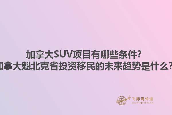 加拿大SUV項(xiàng)目有哪些條件？加拿大魁北克省投資移民的未來(lái)趨勢(shì)是什么？1.jpg