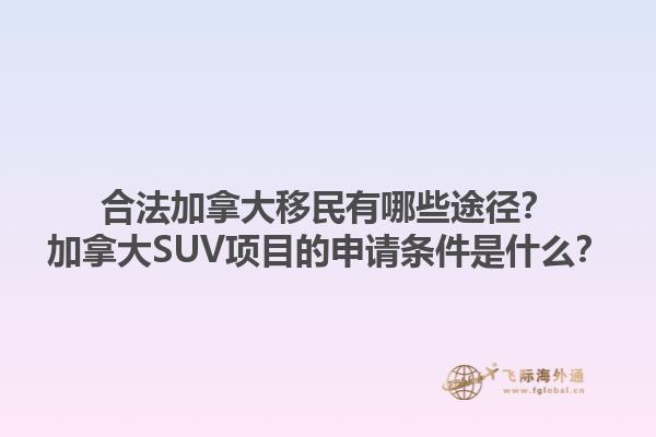 合法加拿大移民有哪些途徑？加拿大SUV項(xiàng)目的申請(qǐng)條件是什么？1.jpg