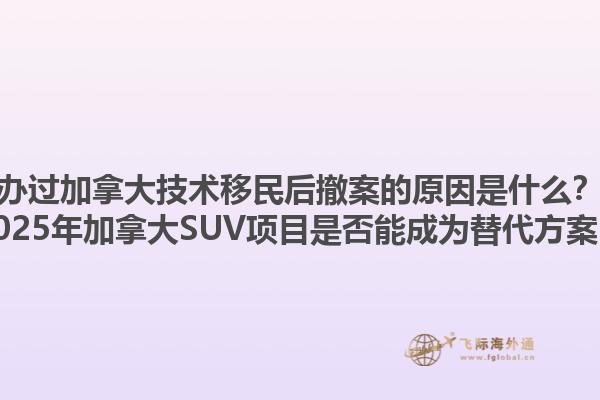 辦過(guò)加拿大技術(shù)移民后撤案的原因是什么？2025年加拿大SUV項(xiàng)目是否能成為替代方案？
