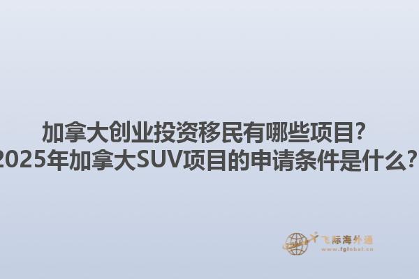 加拿大創(chuàng)業(yè)投資移民有哪些項(xiàng)目？2025年加拿大SUV項(xiàng)目的申請(qǐng)條件是什么？