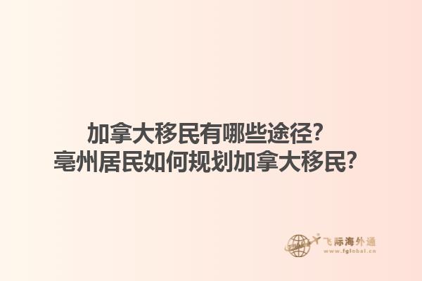 加拿大移民有哪些途徑？亳州居民如何規(guī)劃加拿大移民？