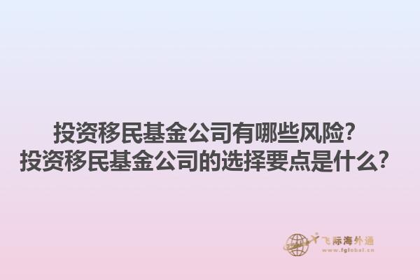 投資移民基金公司有哪些風險？投資移民基金公司的選擇要點是什么？1.jpg