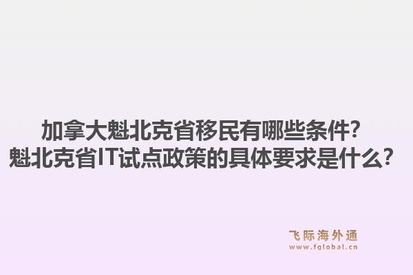 加拿大魁北克省移民有哪些條件？魁北克省IT試點政策的具體要求是什么？1.jpg