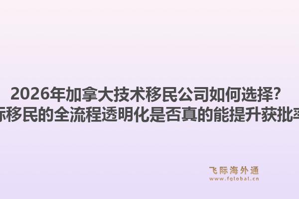 2026年加拿大技術(shù)移民公司如何選擇？飛際移民的全流程透明化是否真的能提升獲批率？
